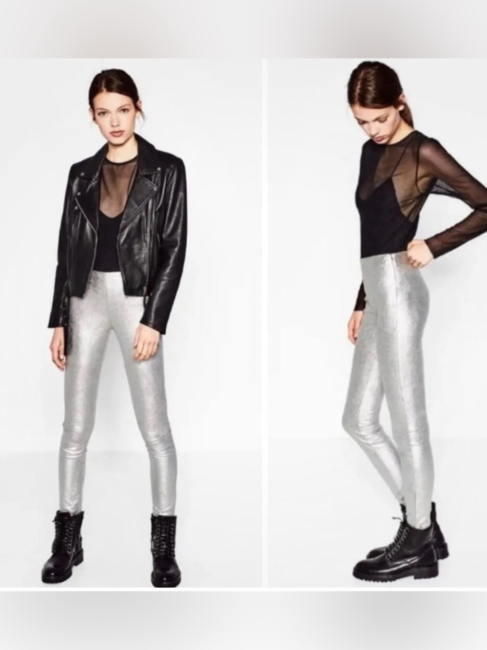 Zara Trafaluc Silver Shimmer Leggings